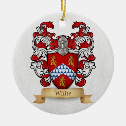 Achternaam Witte Wapen Keramisch Ornament (Voorkant)