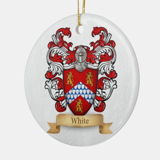 Achternaam Witte Wapen Keramisch Ornament (Links)
