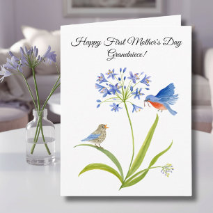 Achternicht Gelukkige eerste Moederdag Blauw vogel Kaart