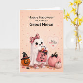 Achternichtje Halloween Schattig Spookje Kaart (Gele Bloem)