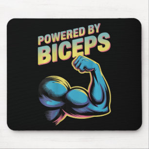 Achterop bedrukte grappige gym humor Biceps Gains Muismat