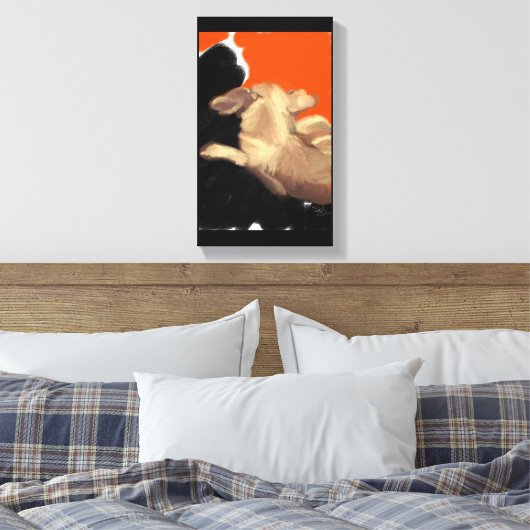 Achteroverleunend Oudere Chihuahua Denken aan Dine Canvas Afdruk (Insitu (Slaapkamer))