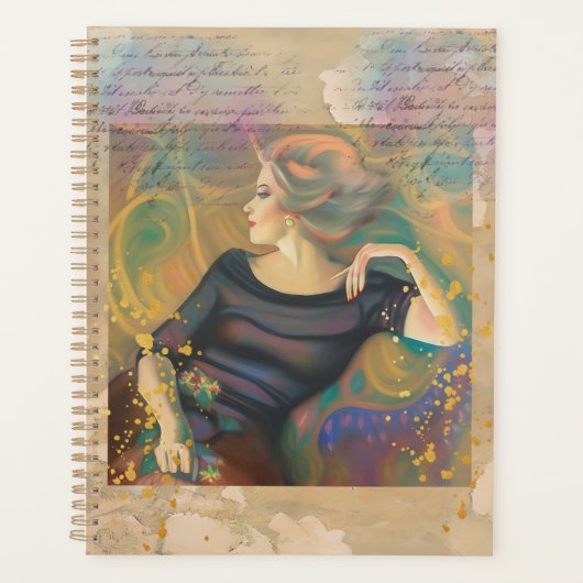 Achteroverliggend portret van vrouw planner (Voorkant)