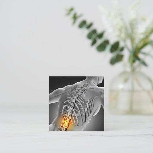 Achterpijn Fotografisch vierkant Chiropractisch Vierkante Visitekaartje (Staand voorkant)