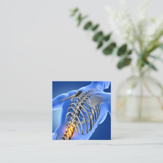 Achterpijn Fotografisch vierkant Chiropractisch Vierkante Visitekaartje (Staand voorkant)
