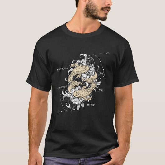 Achterprint Zodiac Vissen T-shirt (Voorkant)