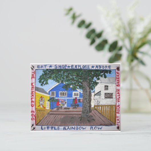 Achterste deck van Little Rainbow Row in Flat Rock Briefkaart (Staand voorkant)