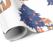 Achterste kerstfoto Illustratie Blauw rood Cadeaupapier (Rol Hoek)