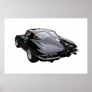 Achterste uitzicht van 1963 Corvette-inkepaar post Poster