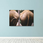 Achterste uitzicht van Aziatische olifanten Canvas Afdruk (Insitu (Houten vloer))