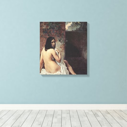 Achterste Uitzicht van een Bather (Francesco Hayez Canvas Afdruk (Insitu (Houten vloer))