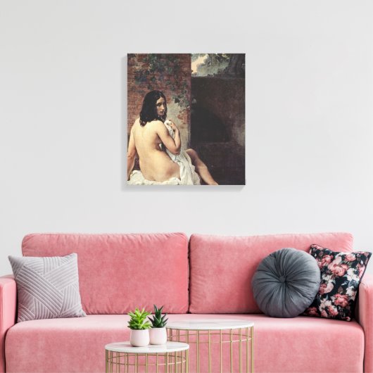 Achterste Uitzicht van een Bather (Francesco Hayez Canvas Afdruk (Insitu (Woonkamer))