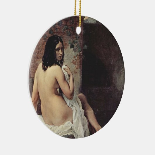Achterste Uitzicht van een Bather (Francesco Hayez Keramisch Ornament (Rechts)