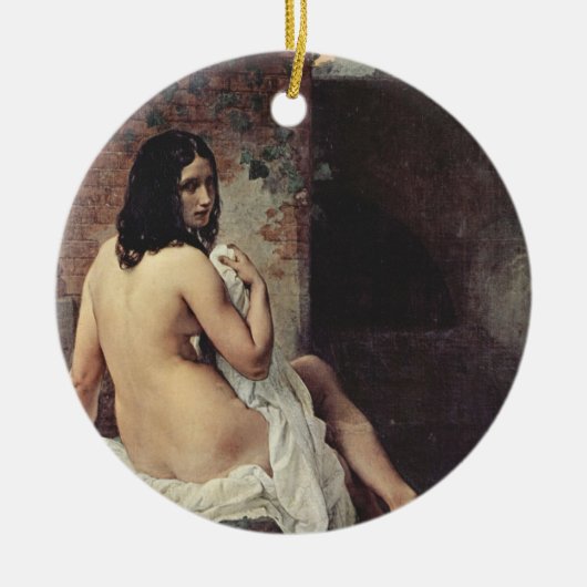 Achterste Uitzicht van een Bather (Francesco Hayez Keramisch Ornament (Voorkant)