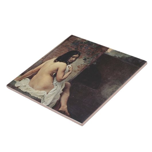 Achterste Uitzicht van een Bather (Francesco Hayez Tegeltje (Zijkant)