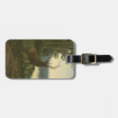 Achterste uitzicht van Elk die over een meer kijkt Bagagelabel (Voorkant horizontaal)