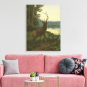 Achterste uitzicht van Elk die over een meer kijkt Canvas Afdruk (Insitu (Woonkamer))