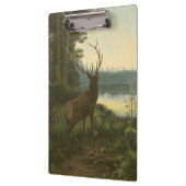 Achterste uitzicht van Elk die over een meer kijkt Klembord (Links)