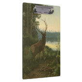 Achterste uitzicht van Elk die over een meer kijkt Klembord (Rechts)