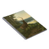 Achterste uitzicht van Elk die over een meer kijkt Notitieboek (Rechterzijde)