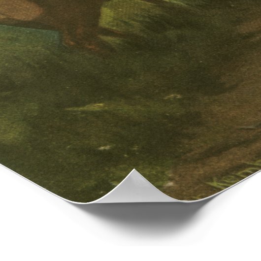 Achterste uitzicht van Elk die over een meer kijkt Poster (Hoek)