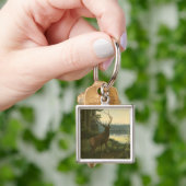 Achterste uitzicht van Elk die over een meer kijkt Sleutelhanger (Hand)