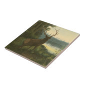 Achterste uitzicht van Elk die over een meer kijkt Tegeltje (Zijkant)