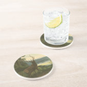 Achterste uitzicht van Elk die over een meer kijkt Zandsteen Onderzetter (Zijkant)