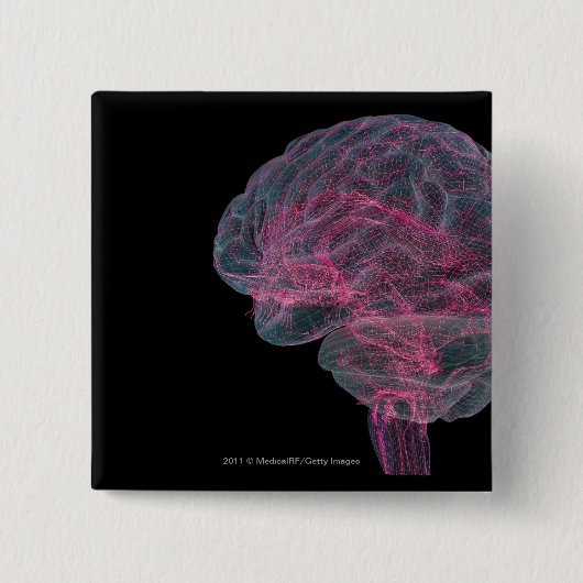 Achterste uitzicht van het menselijk brein vierkante button 5,1 cm (Voorkant)