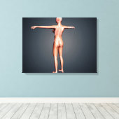 Achterste Uitzicht van het Vrouw met skeletsysteem Canvas Afdruk (Insitu (Houten vloer))