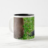 Achterste uitzicht van twee Dachshund-honden Tweekleurige Koffiemok (Voorkant links)