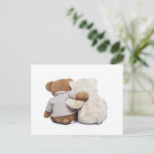 Achterste uitzicht van twee Teddy beren die elkaar Briefkaart (Staand voorkant)