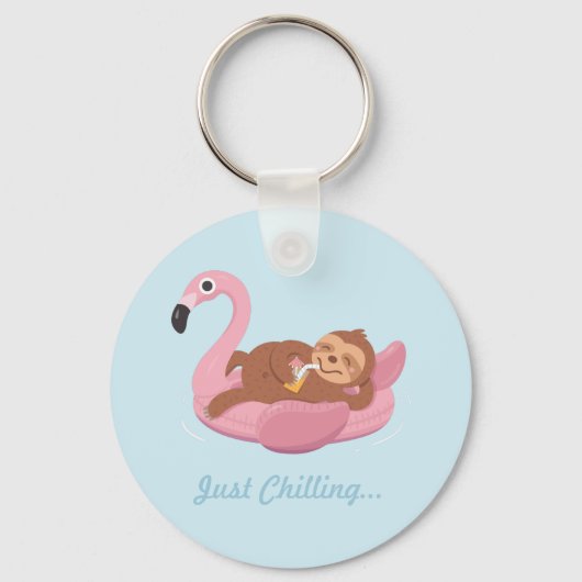 Achterste wazige roze roze flamingo Float Sleutelh Sleutelhanger (Voorkant)