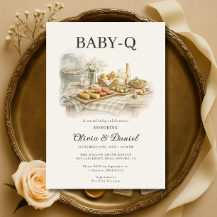 Achtertuin Baby-Q BBQ Baby Shower Kaart