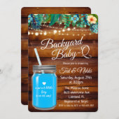Achtertuin Baby Q Mason Jar Invitation Kaart (Voorkant / Achterkant)