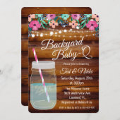 Achtertuin Baby Q Mason Jar Invitation Kaart (Voorkant / Achterkant)