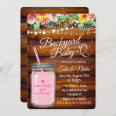 Achtertuin Baby Q Mason Jar Invitation Kaart (Voorkant / Achterkant)