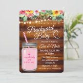Achtertuin Baby Q Mason Jar Invitation Kaart (Staand voorkant)
