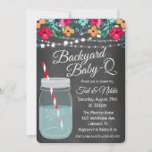 Achtertuin Baby Q Mason Jar Uitnodiging (Voorkant)