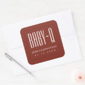 Achtertuin BabyQ BBQ Baby shower Koppels Vierkante Sticker (Envelop)