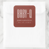 Achtertuin BabyQ BBQ Baby shower Koppels Vierkante Sticker (Tas)