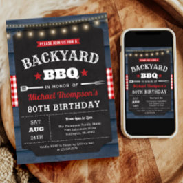 Achtertuin Barbecue 80e verjaardag Uitnodiging