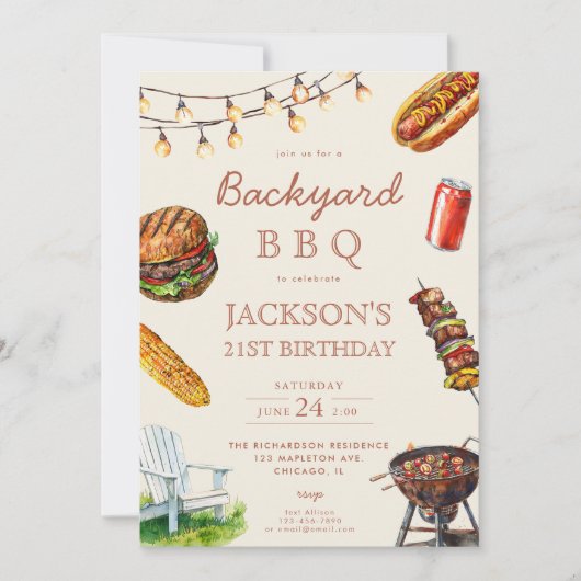 Achtertuin Barbecue BBQ zomer verjaardagsfeestje Kaart (Voorkant)