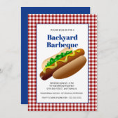 Achtertuin Barbeque Hot Dogs | Rood gecontroleerd Kaart (Voorkant / Achterkant)