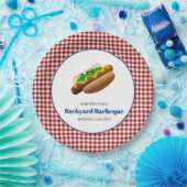 Achtertuin Barbeque Hot Dogs | Rood gecontroleerd Papieren Bordje (Feest)