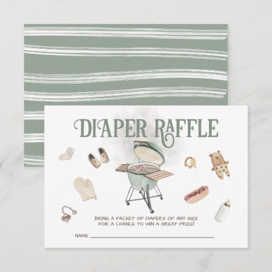 Achtertuin BBQ Baby-Q Baby Luier Raffle Kaart (Voorkant / Achterkant)