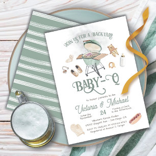Achtertuin BBQ Baby-Q Baby shower Kaart