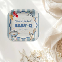 Achtertuin BBQ Baby Q Baby shower Papier Borden