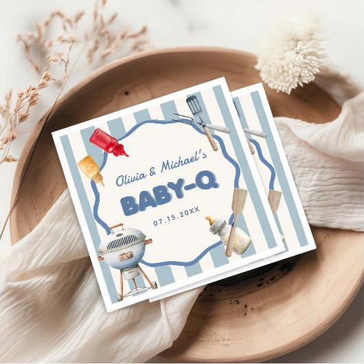 Achtertuin BBQ Baby Q Baby shower servetten