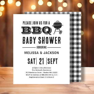 Achtertuin BBQ Baby shower Budget Uitnodiging